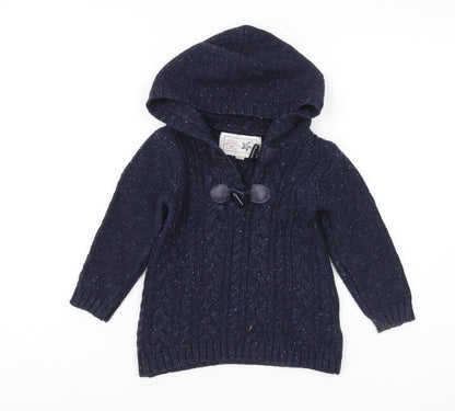 Mantaray Unisex Baby Blue Knit Hooded Pullover, 18-24 Months