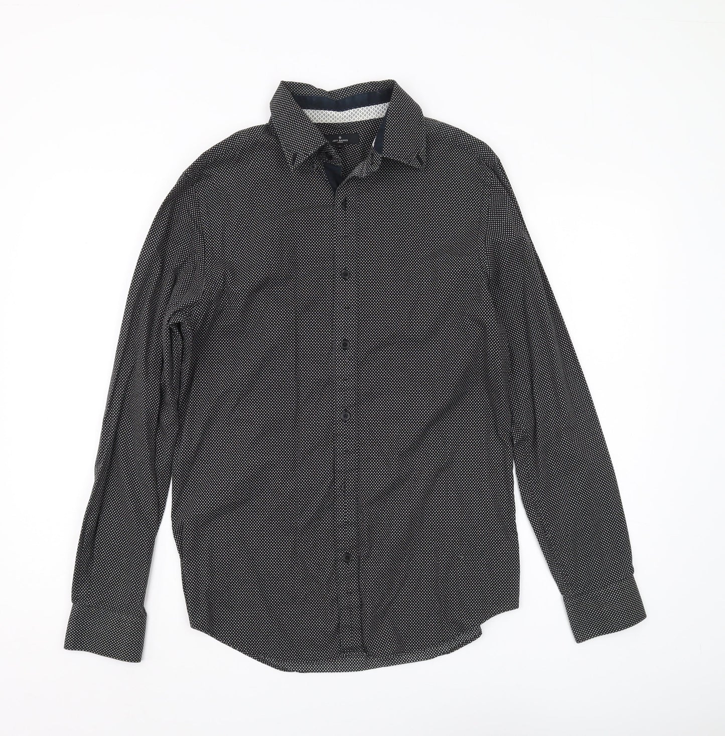 Jeff Banks Men's Black Geometric Shirt, S, Regular Fit