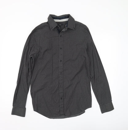 Jeff Banks Men's Black Geometric Shirt, S, Regular Fit