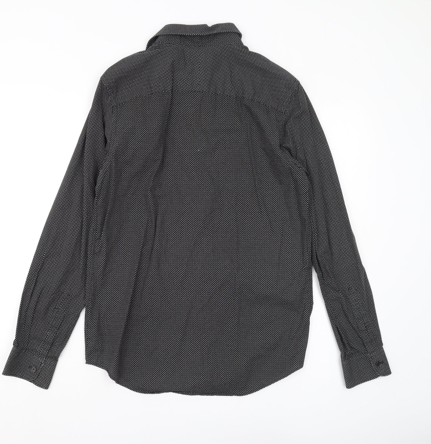 Jeff Banks Men's Black Geometric Shirt, S, Regular Fit