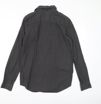 Jeff Banks Men's Black Geometric Shirt, S, Regular Fit