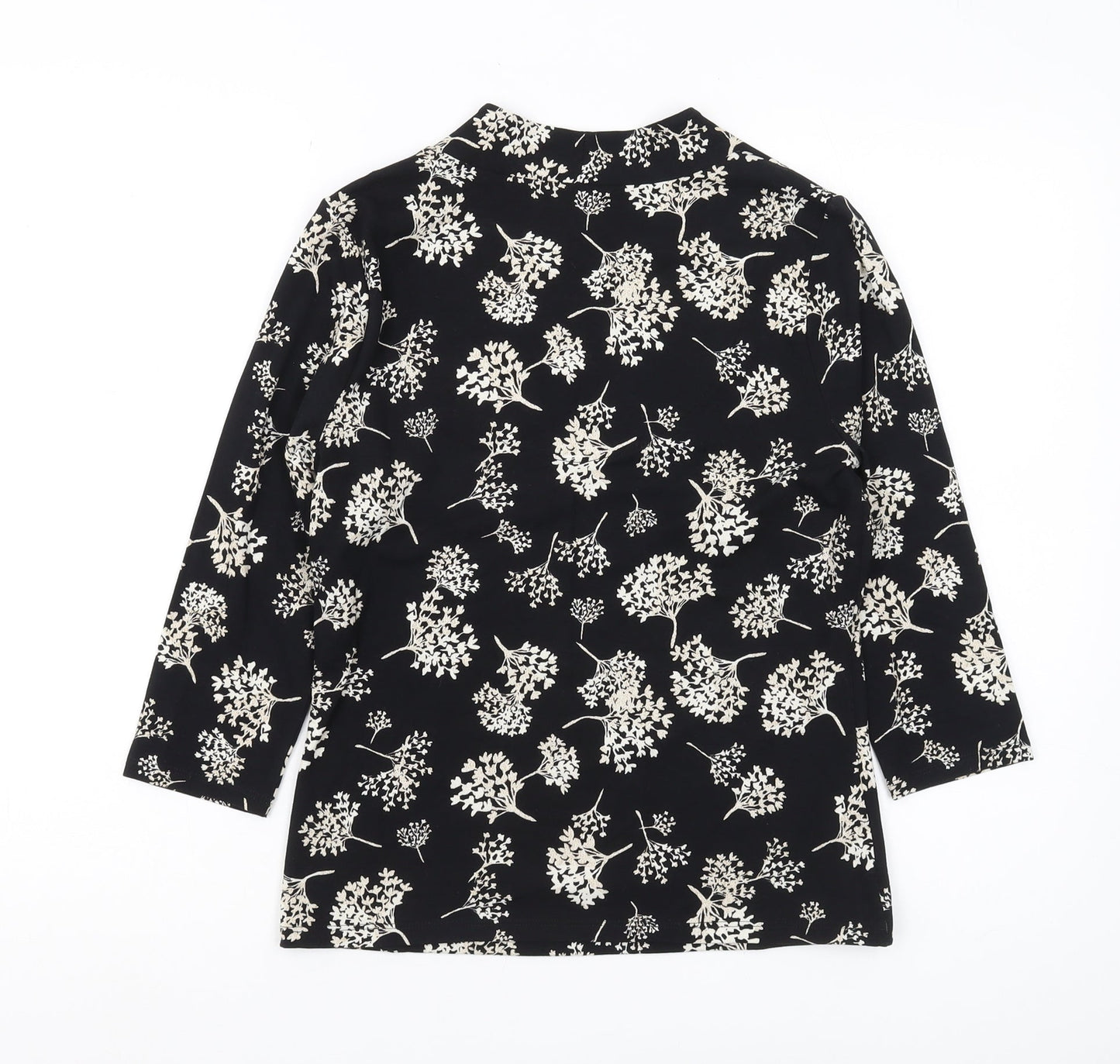 Laura Ashley Women's Black Floral Blouse, Size 8, 3/4 Sleeve