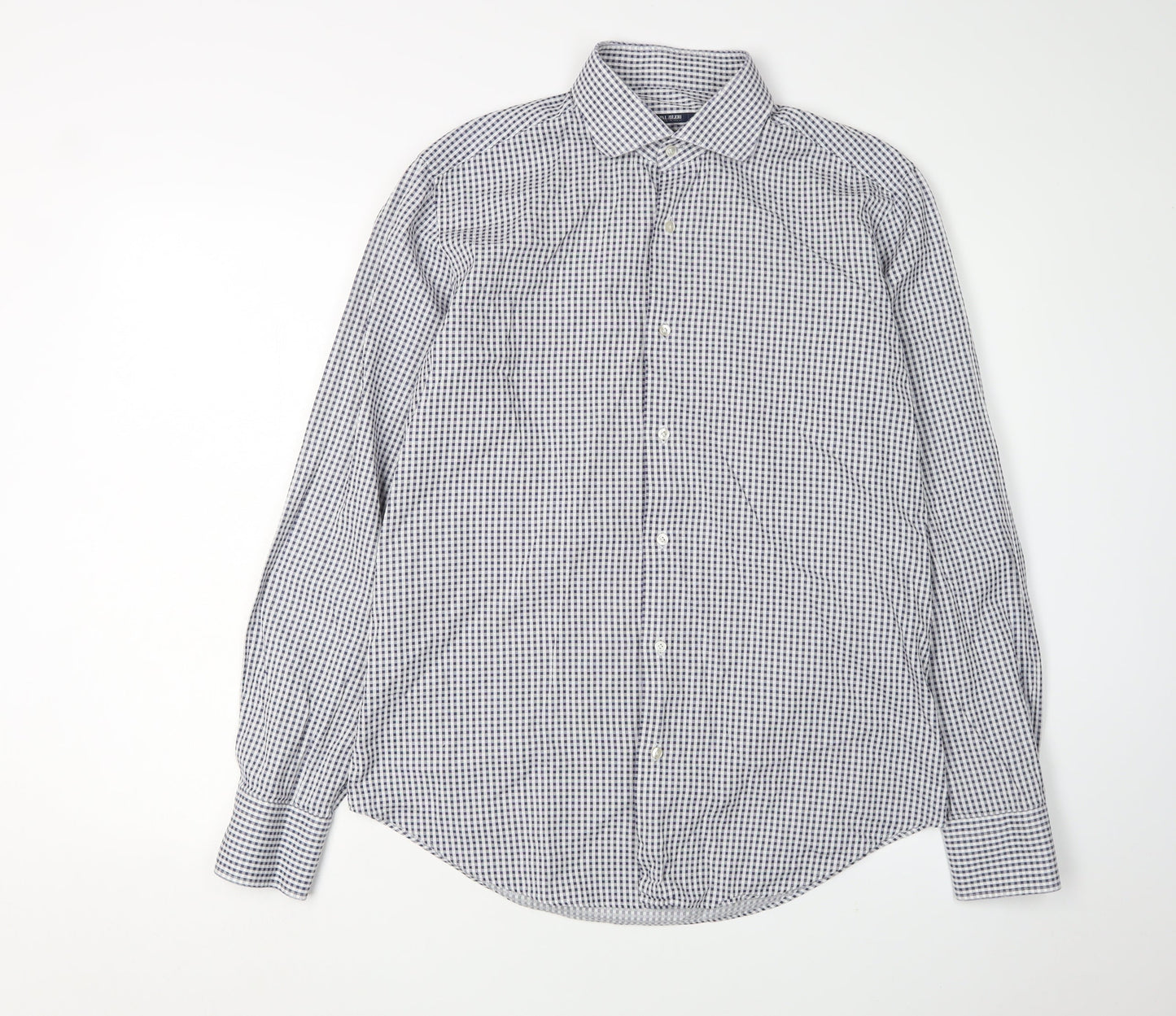 Pal Zileri Men's Blue Check Cotton Shirt Size 40