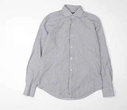 Pal Zileri Men's Blue Check Cotton Shirt Size 40