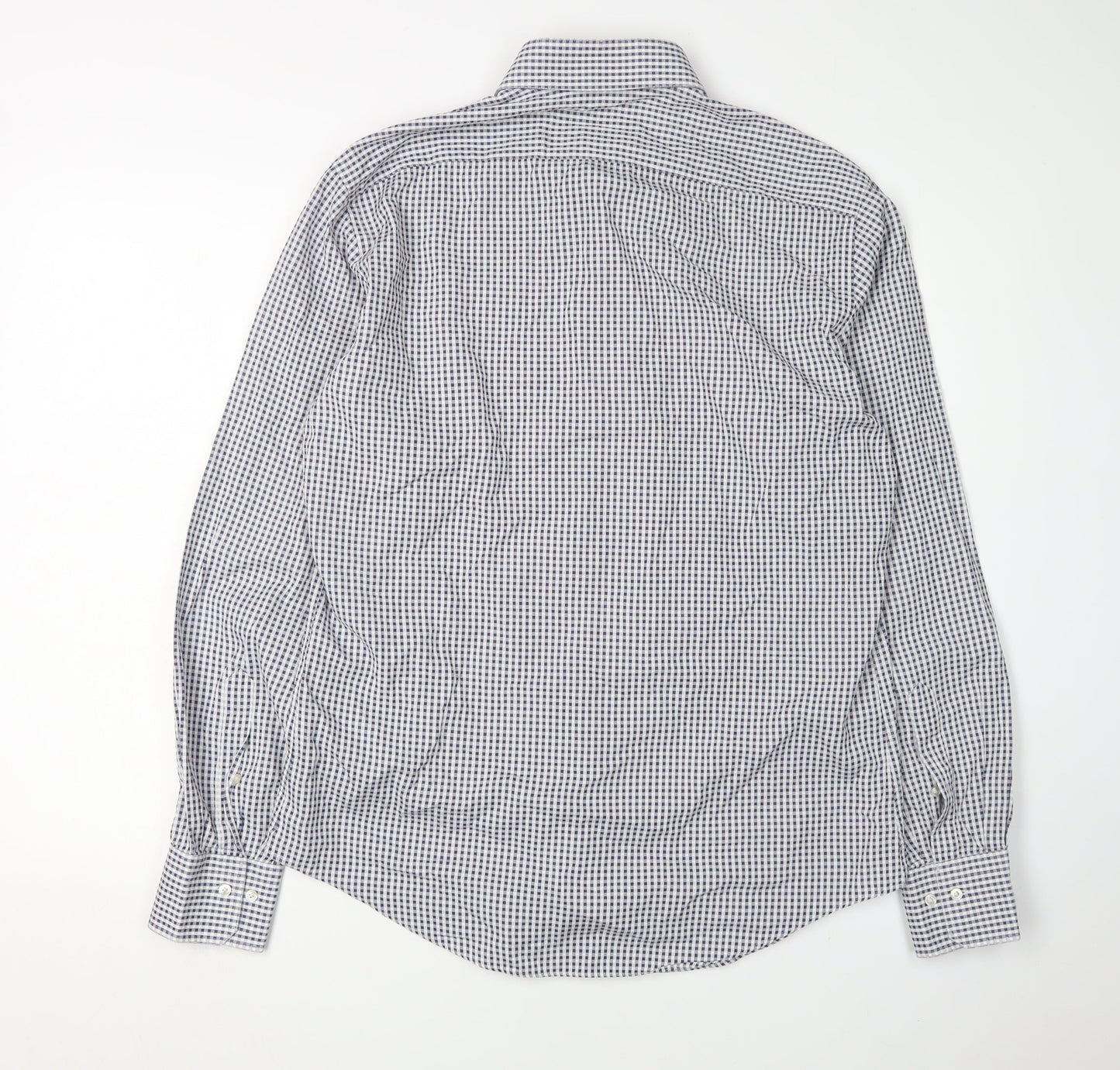 Pal Zileri Men's Blue Check Cotton Shirt Size 40