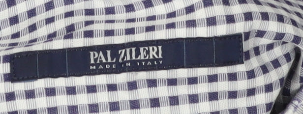 Pal Zileri Men's Blue Check Cotton Shirt Size 40