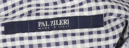 Pal Zileri Men's Blue Check Cotton Shirt Size 40