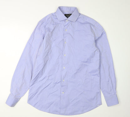 Mens UK Collar Size 16 Massimo Dutti Smart Blue  Dress Shirt
