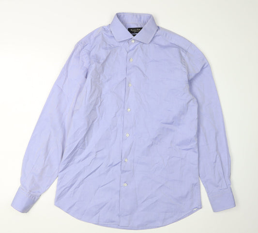 Mens UK Collar Size 16 Massimo Dutti Smart Blue  Dress Shirt