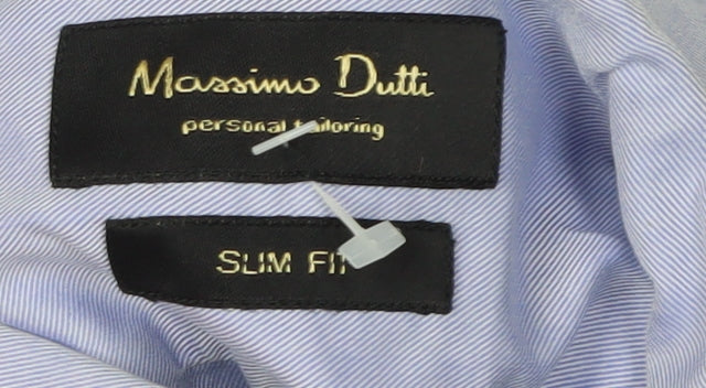 Mens UK Collar Size 16 Massimo Dutti Smart Blue  Dress Shirt