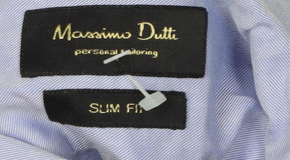 Mens UK Collar Size 16 Massimo Dutti Smart Blue  Dress Shirt