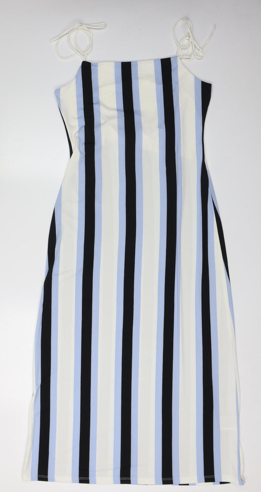 H&M Women's Multicoloured Striped Slip Dress M
