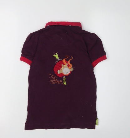 Toggi Girls Purple Polo Shirt 9-10 Years Collared Embroidered