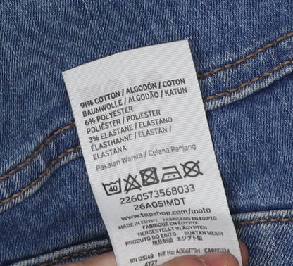 Topshop Women’s Blue Distressed Skinny Jeans, Size 8