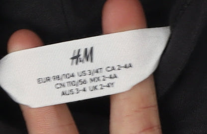 H&M Girls Black Hoodie, Ciao Graphic, 3-4 Years