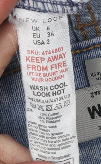 New Look Women's Blue Denim Shorts Size 6 High Rise