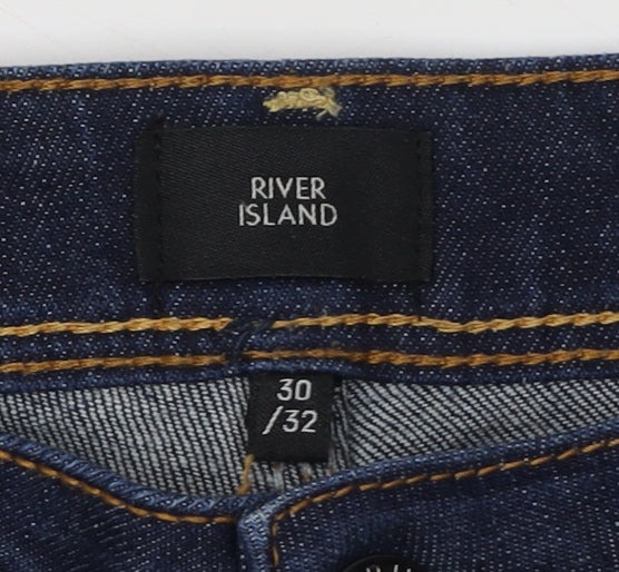 Mens UK Size 30 River Island Regular Fit Straight Blue Jeans