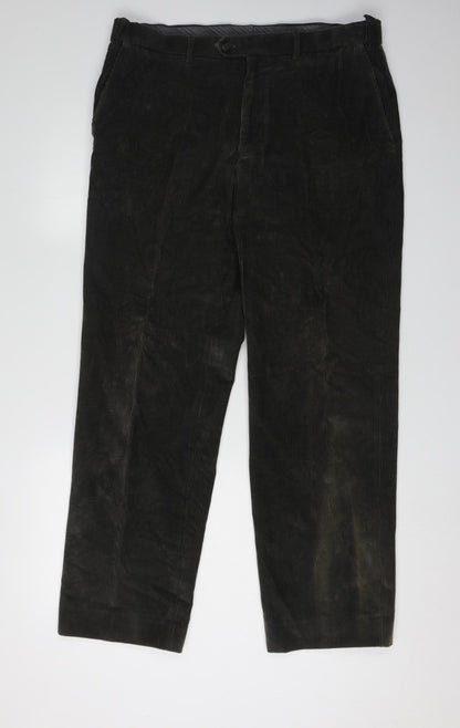 Marks and Spencer Men's Green Corduroy Trousers 36