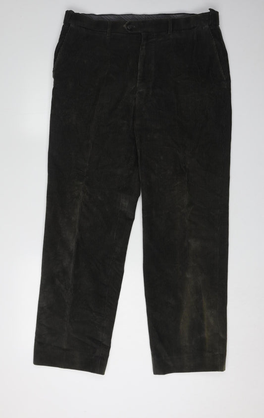 Marks and Spencer Men's Green Corduroy Trousers 36