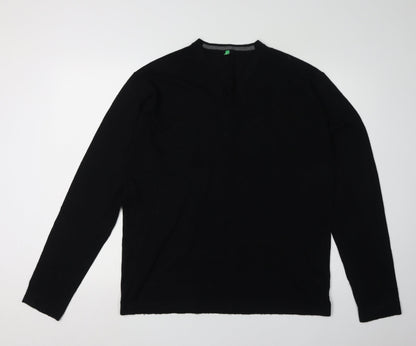 United Colors of Benetton 2XL Men's Black V-Neck Pullover