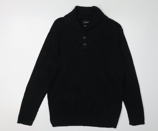 Jeff Banks Men's Black Cotton Henley Jumper L