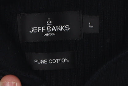 Jeff Banks Men's Black Cotton Henley Jumper L