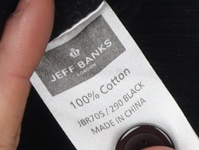 Jeff Banks Men's Black Cotton Henley Jumper L