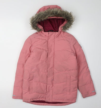 TOG24 Girls Pink Puffer Jacket, Size 10-11, Hooded & Lined