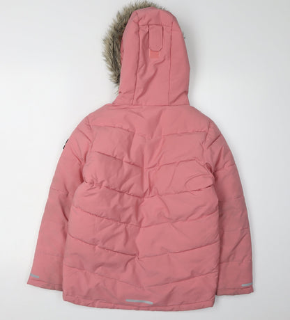 TOG24 Girls Pink Puffer Jacket, Size 10-11, Hooded & Lined
