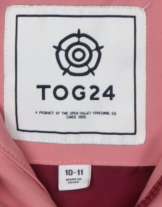 TOG24 Girls Pink Puffer Jacket, Size 10-11, Hooded & Lined