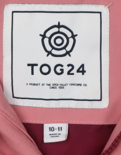 TOG24 Girls Pink Puffer Jacket, Size 10-11, Hooded & Lined