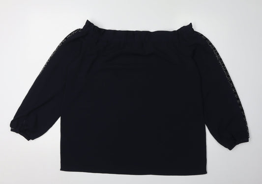 Womens UK Size 16 NEXT Black Off the Shoulder Blouse