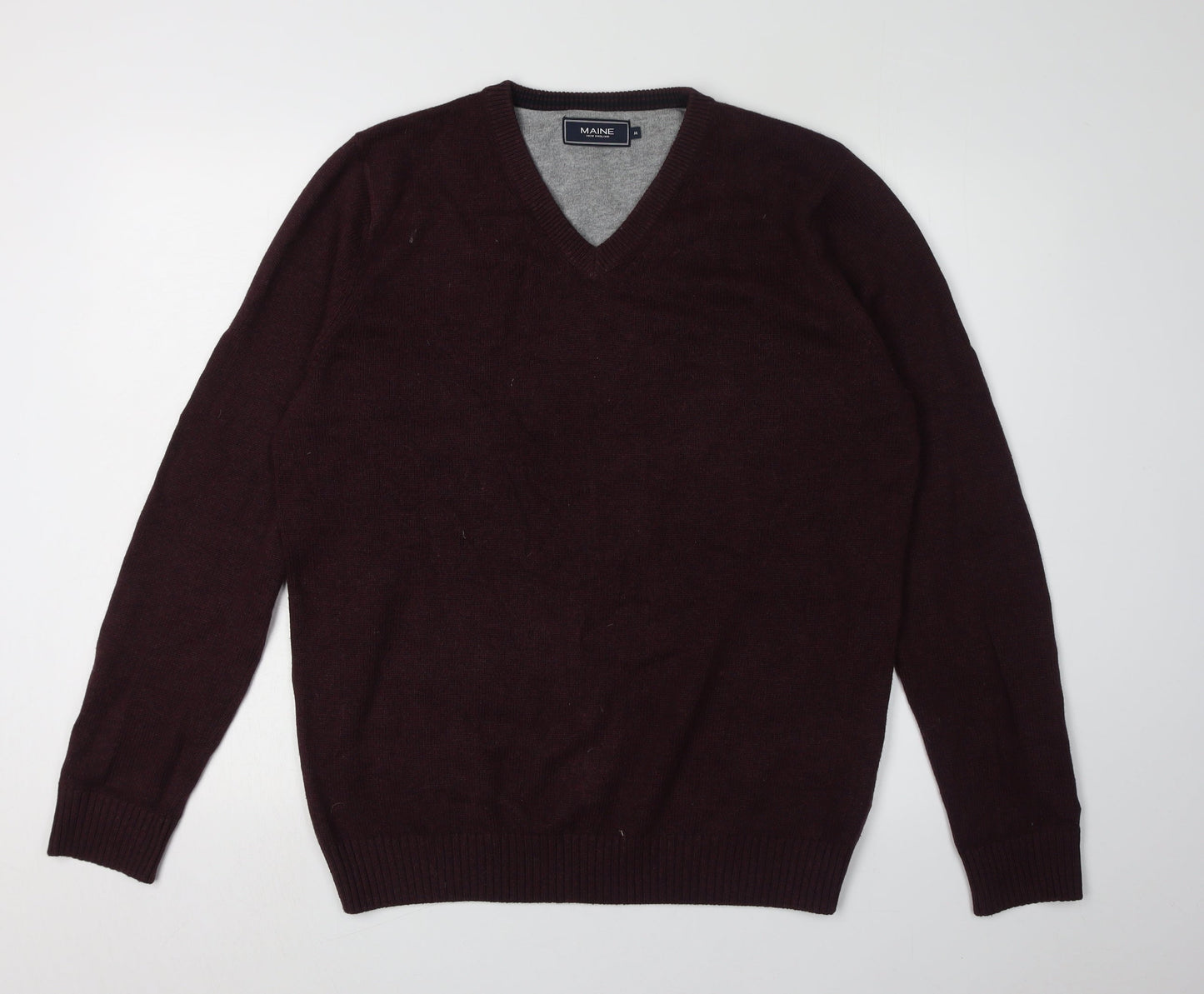 Maine New England Men's Red V-Neck Pullover Jumper