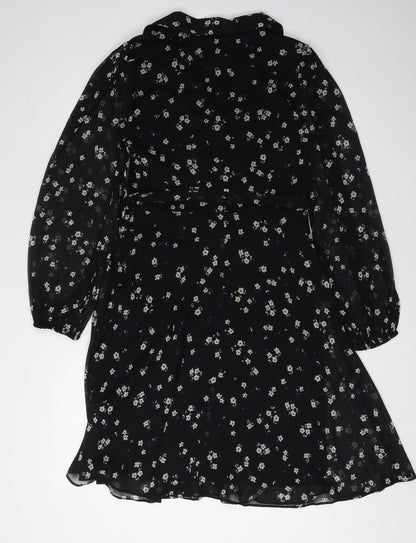 DKNY Women's Black Floral A-Line Dress, Size 8