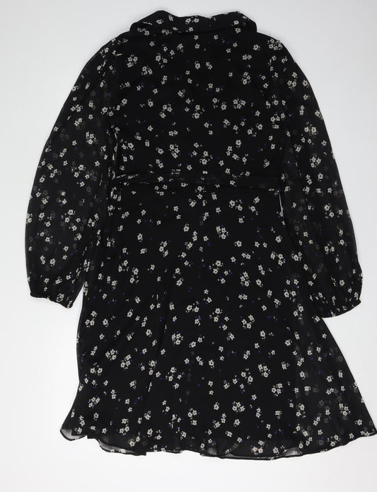 DKNY Women's Black Floral A-Line Dress, Size 8