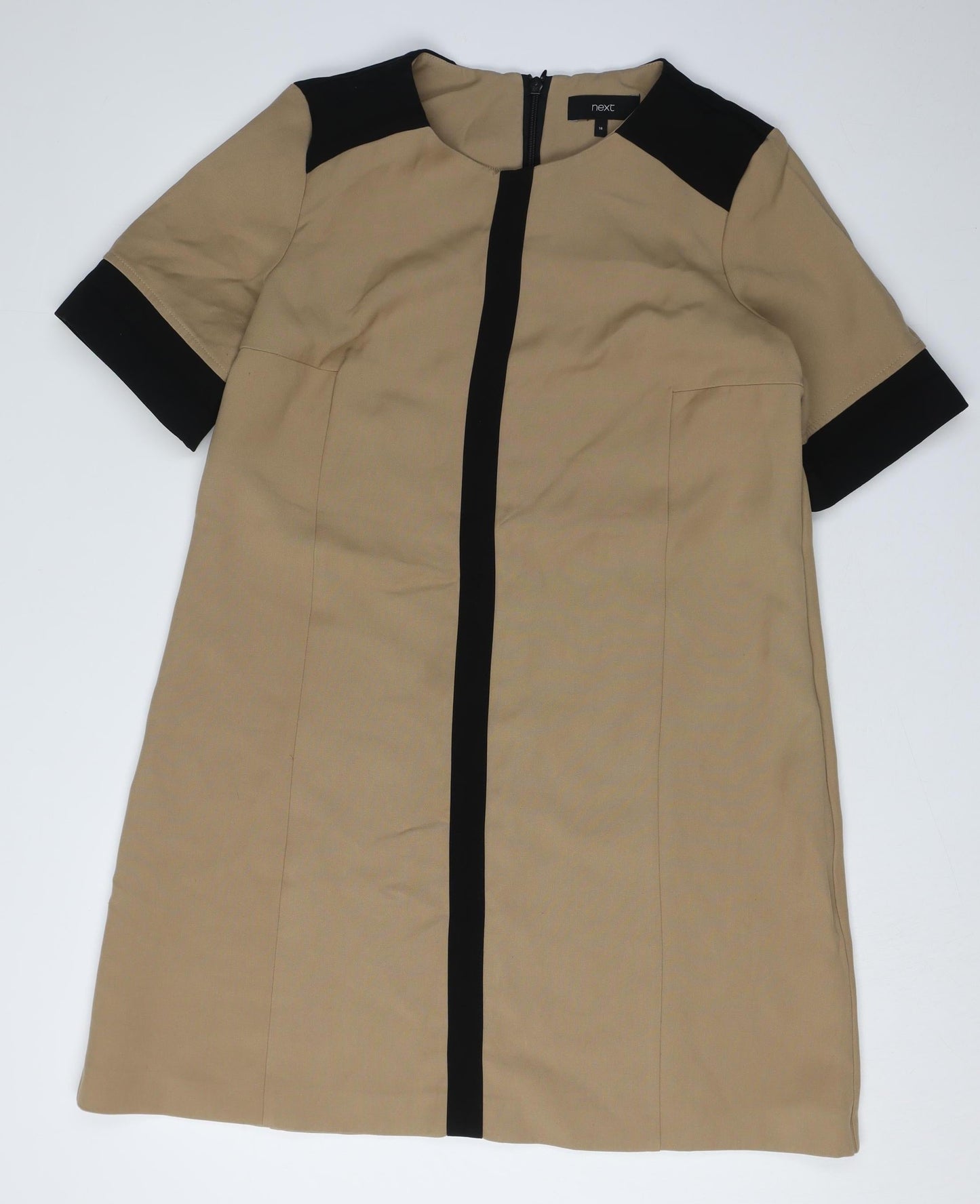 Next Women's Beige Colourblock Shift Dress Size 16