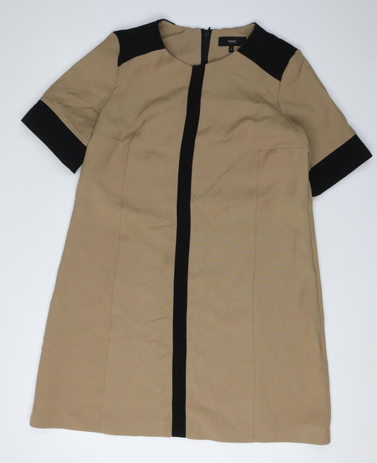 Next Women's Beige Colourblock Shift Dress Size 16