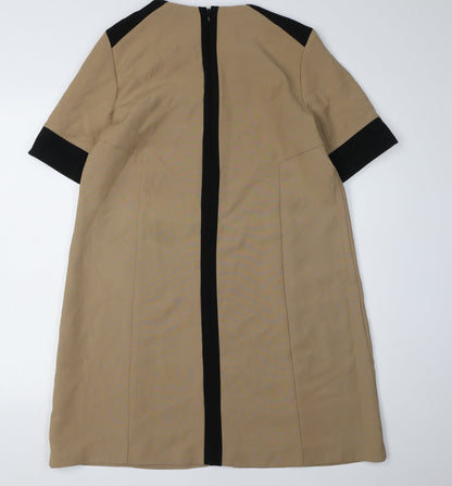 Next Women's Beige Colourblock Shift Dress Size 16