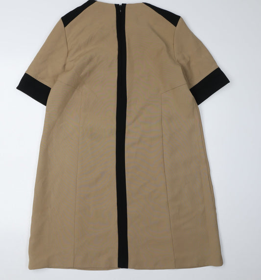 Next Women's Beige Colourblock Shift Dress Size 16