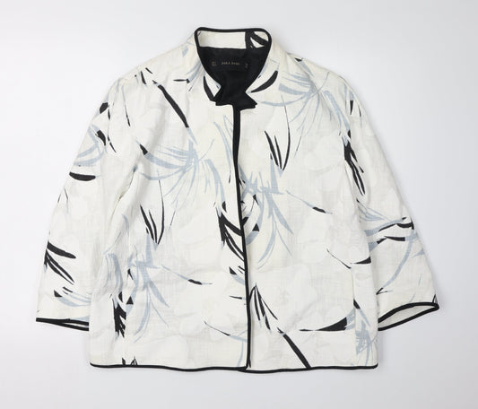 Zara Basic Women's White Floral Blazer Jacket