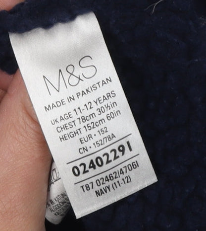 Marks and Spencer Boys Blue Hoodie 11-12 Years Full Zip