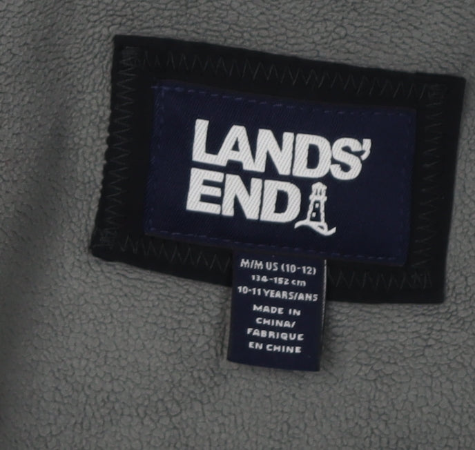 Lands' End Boys Black Ski Jacket 10-11 Years Winter Hooded