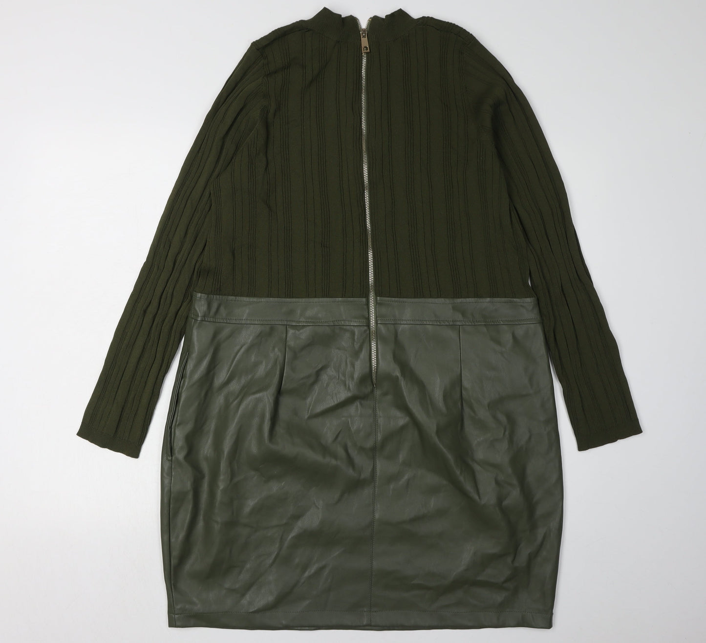 Next Women Green Pencil Dress L Viscose Nylon