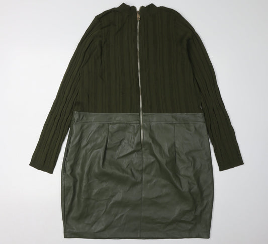 Next Women Green Pencil Dress L Viscose Nylon