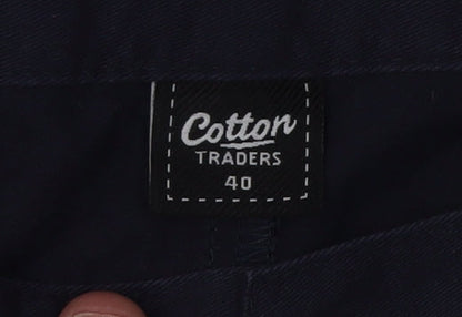Mens UK Size 40 Cotton Traders Regular Fit Casual Blue Trousers