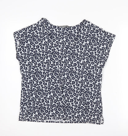 Laura Ashley Women's Blue Floral Blouse, Size 12, Jersey Top