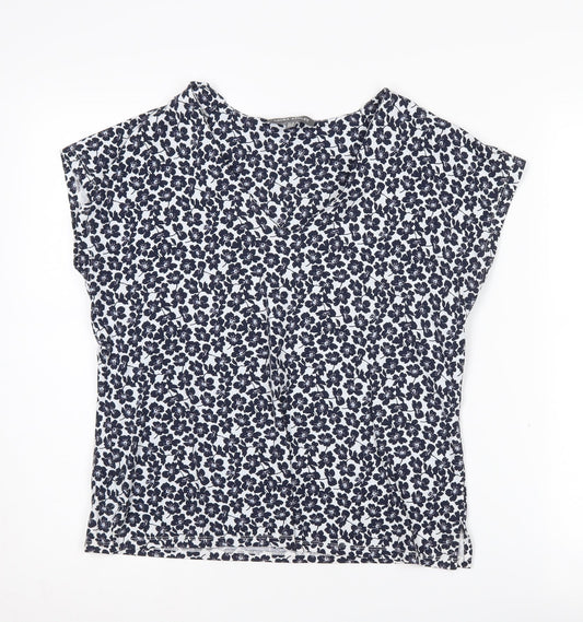 Laura Ashley Women's Blue Floral Blouse, Size 12, Jersey Top