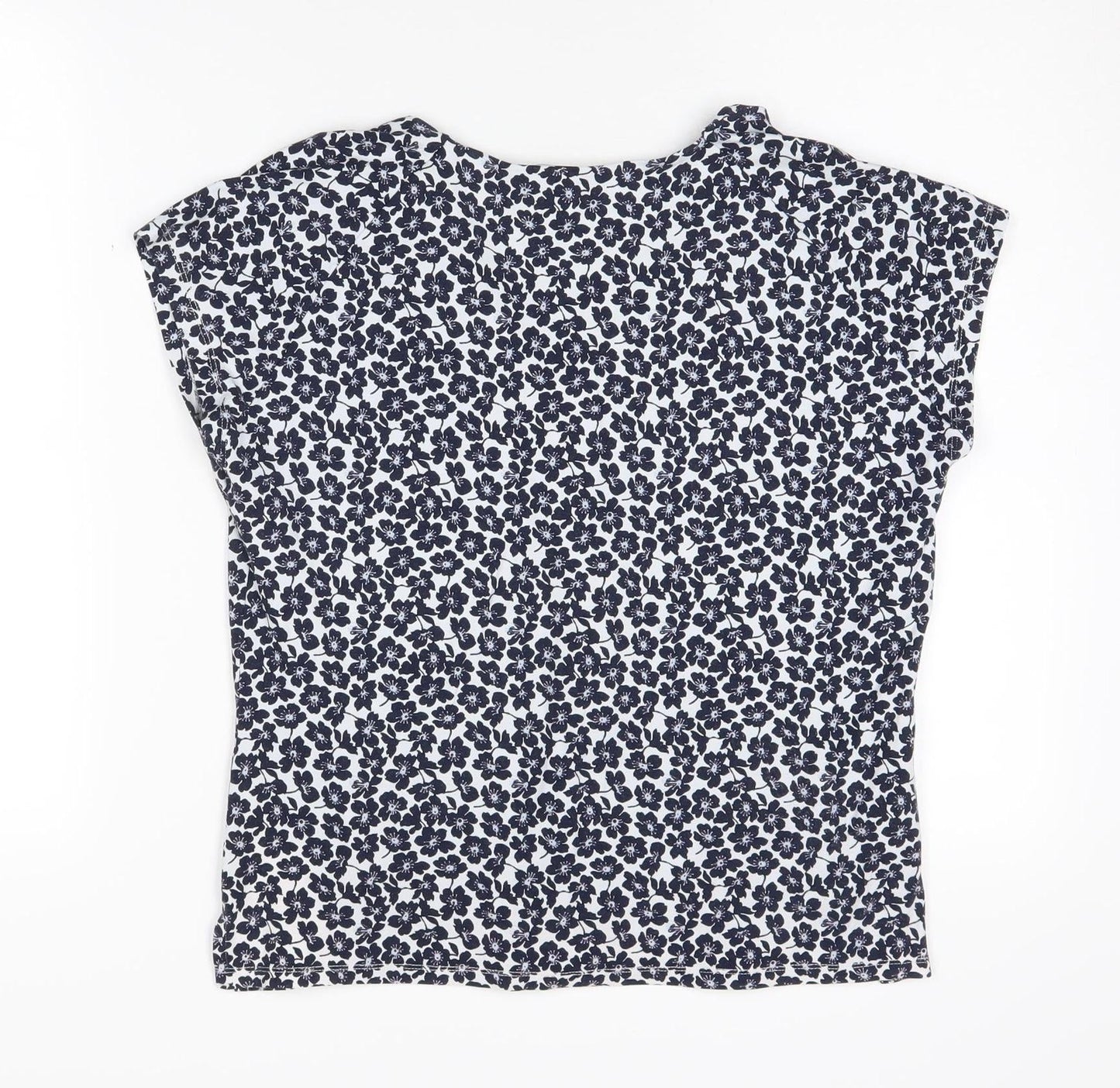 Laura Ashley Women's Blue Floral Blouse, Size 12, Jersey Top