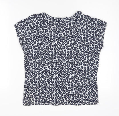 Laura Ashley Women's Blue Floral Blouse, Size 12, Jersey Top