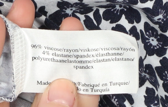 Laura Ashley Women's Blue Floral Blouse, Size 12, Jersey Top